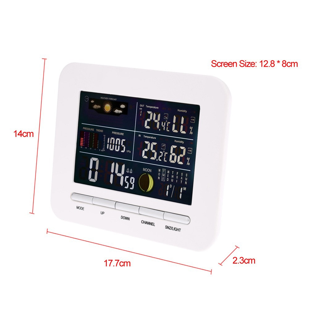 TS - 76 Multi-functional 433MHz Wireless Weather Station Digital LCD Thermometer Hygrometer Clock Alarm Barometer Calendar Moon Phase Display- White TS - 76 Multi-functional 433MHz Wireless Weather Station Digital LCD Thermometer Hygrometer Clock Alarm Barometer Calendar Moon Phase Display- White