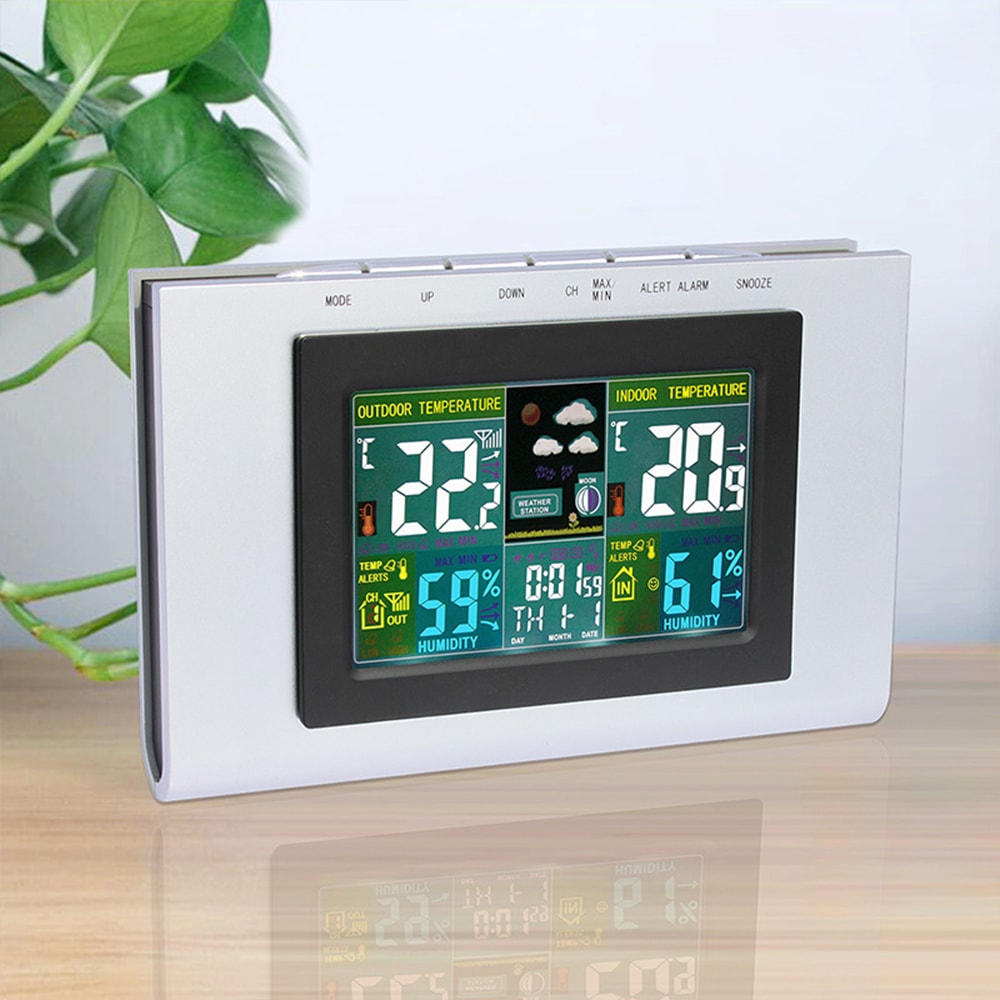 XY - TQ3 Weather Forecast Clock Creative Home Wireless Temperature and Humidity Meter LCD Electronic Screen- Silver XY - TQ3 Weather Forecast Clock Creative Home Wireless Temperature and Humidity Meter LCD Electronic Screen- Silver