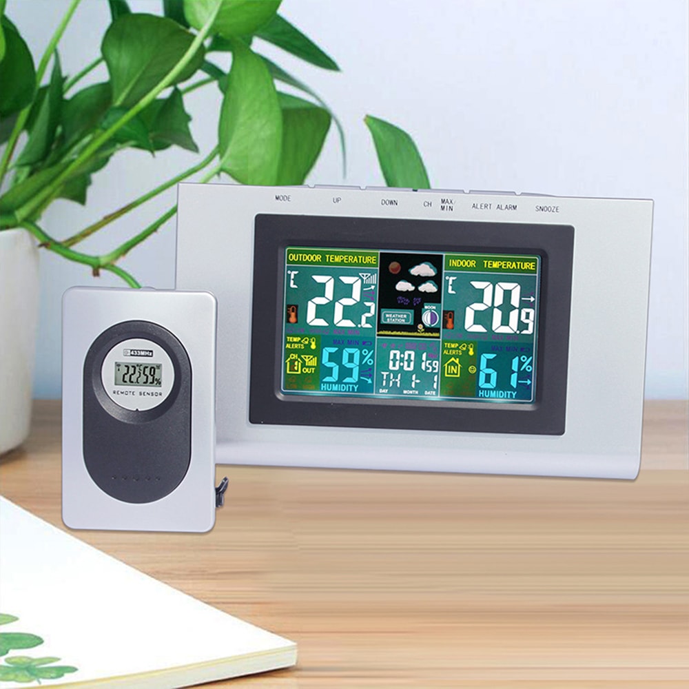 XY - TQ3 Weather Forecast Clock Creative Home Wireless Temperature and Humidity Meter LCD Electronic Screen- Silver XY - TQ3 Weather Forecast Clock Creative Home Wireless Temperature and Humidity Meter LCD Electronic Screen- Silver