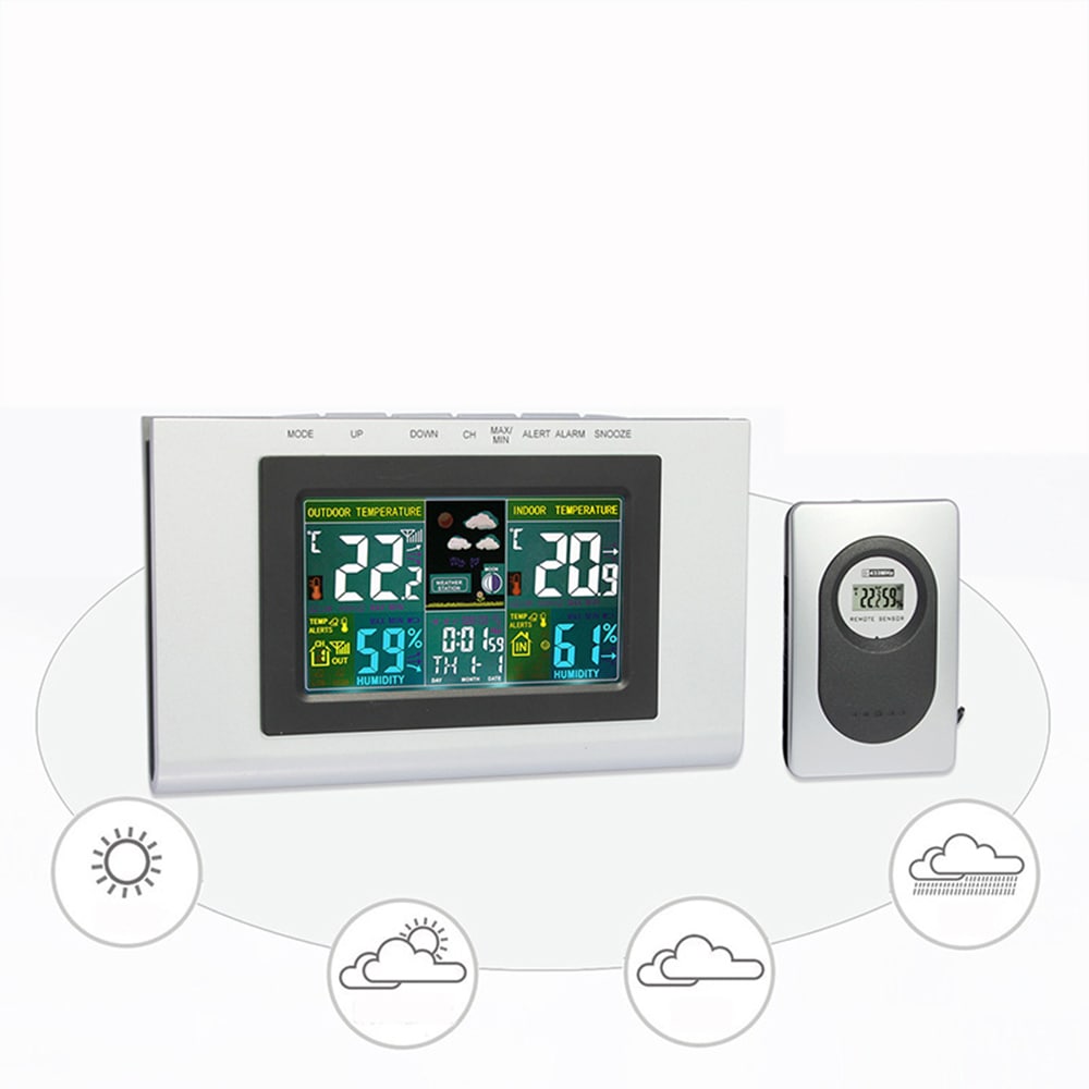 XY - TQ3 Weather Forecast Clock Creative Home Wireless Temperature and Humidity Meter LCD Electronic Screen- Silver XY - TQ3 Weather Forecast Clock Creative Home Wireless Temperature and Humidity Meter LCD Electronic Screen- Silver