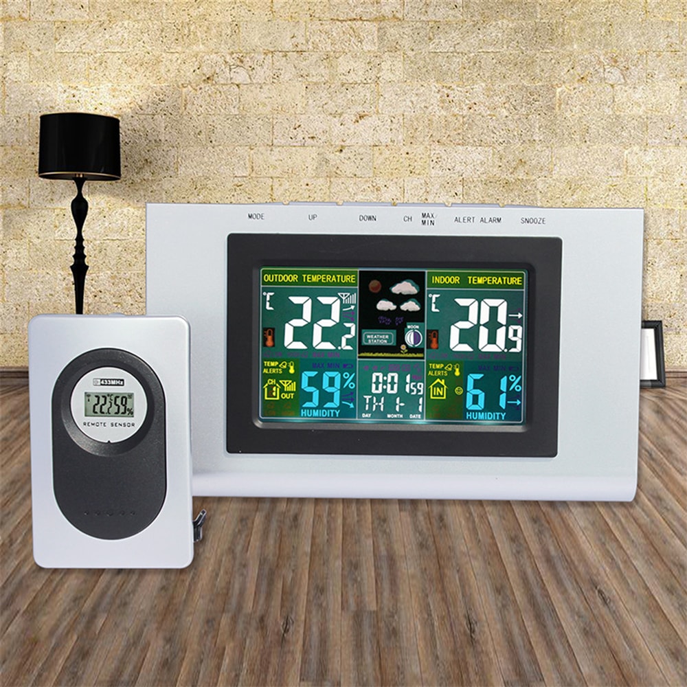 XY - TQ3 Weather Forecast Clock Creative Home Wireless Temperature and Humidity Meter LCD Electronic Screen- Silver XY - TQ3 Weather Forecast Clock Creative Home Wireless Temperature and Humidity Meter LCD Electronic Screen- Silver