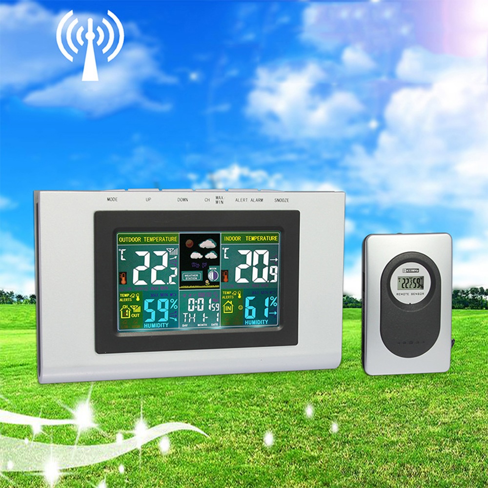 XY - TQ3 Weather Forecast Clock Creative Home Wireless Temperature and Humidity Meter LCD Electronic Screen- Silver XY - TQ3 Weather Forecast Clock Creative Home Wireless Temperature and Humidity Meter LCD Electronic Screen- Silver