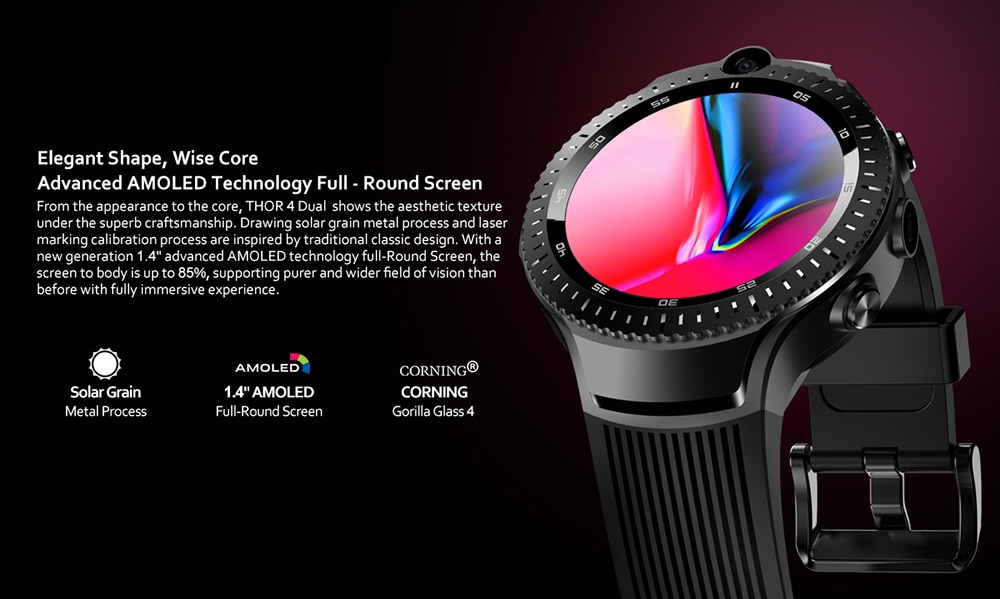Zeblaze THOR 4 Dual 4G Smartwatch Phone 1.4 inch Android 7.1 MTK6739 Quad Core 1.25GHz 1GB RAM 16GB ROM 530mAh Built-in Sedentary Reminder- Black Zeblaze THOR 4 Dual 4G Smartwatch Phone 1.4 inch Android 7.1 MTK6739 Quad Core 1.25GHz 1GB RAM 16GB ROM 530mAh Built-in Sedentary Reminder- Black