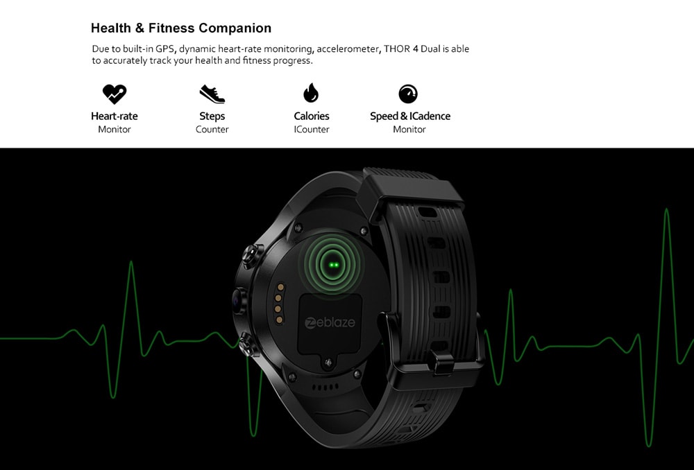 Zeblaze THOR 4 Dual 4G Smartwatch Phone 1.4 inch Android 7.1 MTK6739 Quad Core 1.25GHz 1GB RAM 16GB ROM 530mAh Built-in Sedentary Reminder- Black Zeblaze THOR 4 Dual 4G Smartwatch Phone 1.4 inch Android 7.1 MTK6739 Quad Core 1.25GHz 1GB RAM 16GB ROM 530mAh Built-in Sedentary Reminder- Black