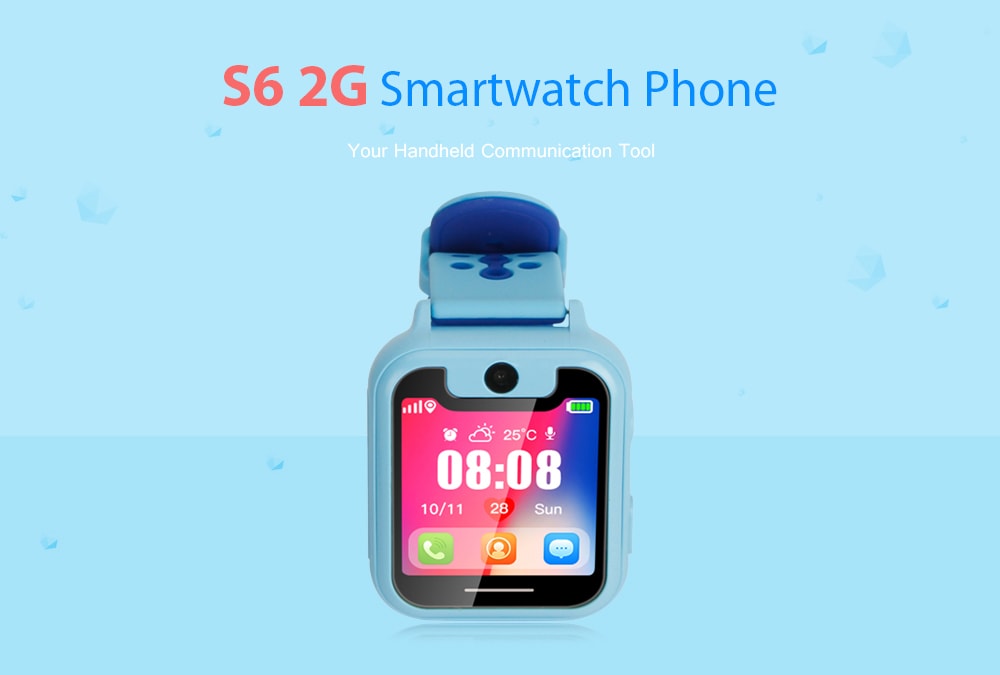 S6 2G Smartwatch Phone 1.54 inch MTK6261 32MB RAM 32MB ROM 0.08MP Camera 400mAh Built-in GPS- Blue S6 2G Smartwatch Phone 1.54 inch MTK6261 32MB RAM 32MB ROM 0.08MP Camera 400mAh Built-in GPS- Blue