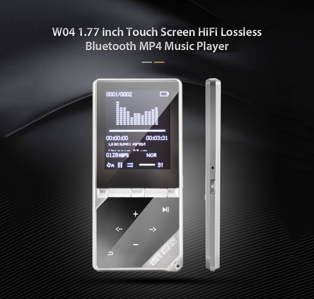 W04 1.77 inch Touch Screen HiFi Lossless Bluetooth MP4 Music Player with Pedometer- Silver 4G W04 1.77 inch Touch Screen HiFi Lossless Bluetooth MP4 Music Player with Pedometer- Silver 4G