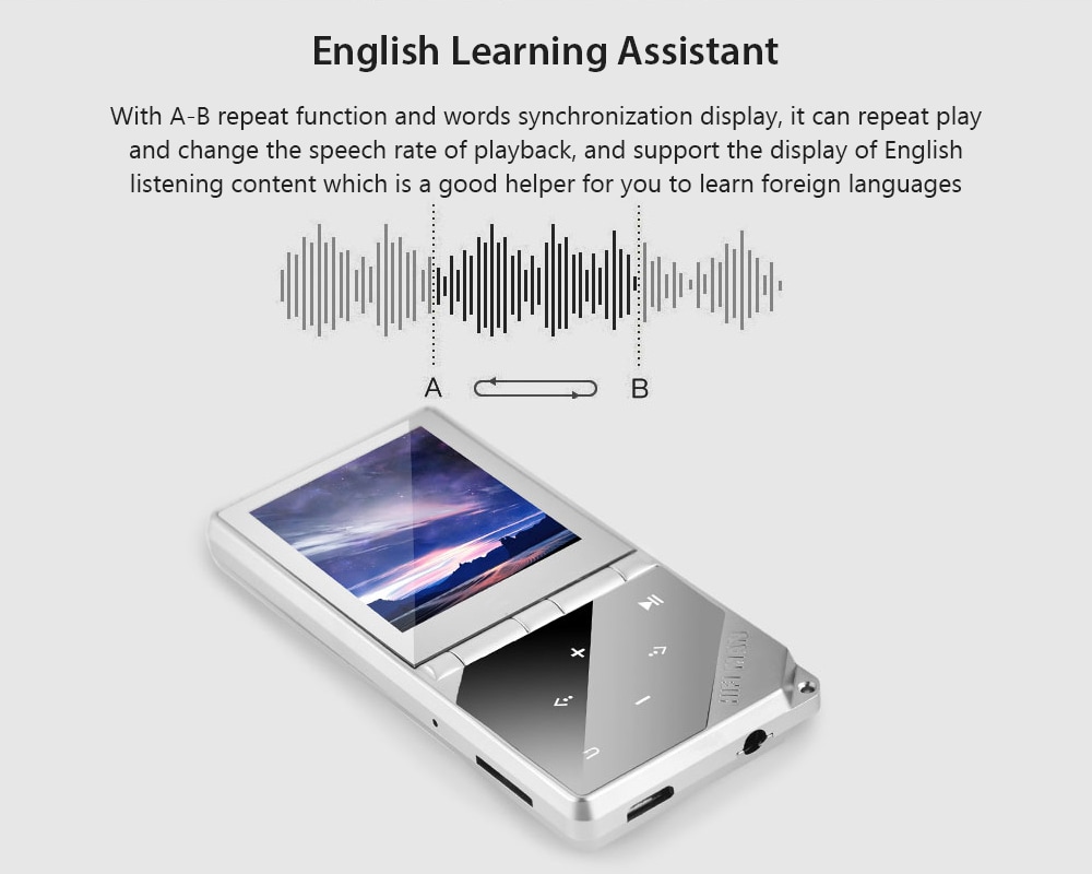 W04 1.77 inch Touch Screen HiFi Lossless Bluetooth MP4 Music Player with Pedometer- Silver 4G W04 1.77 inch Touch Screen HiFi Lossless Bluetooth MP4 Music Player with Pedometer- Silver 4G