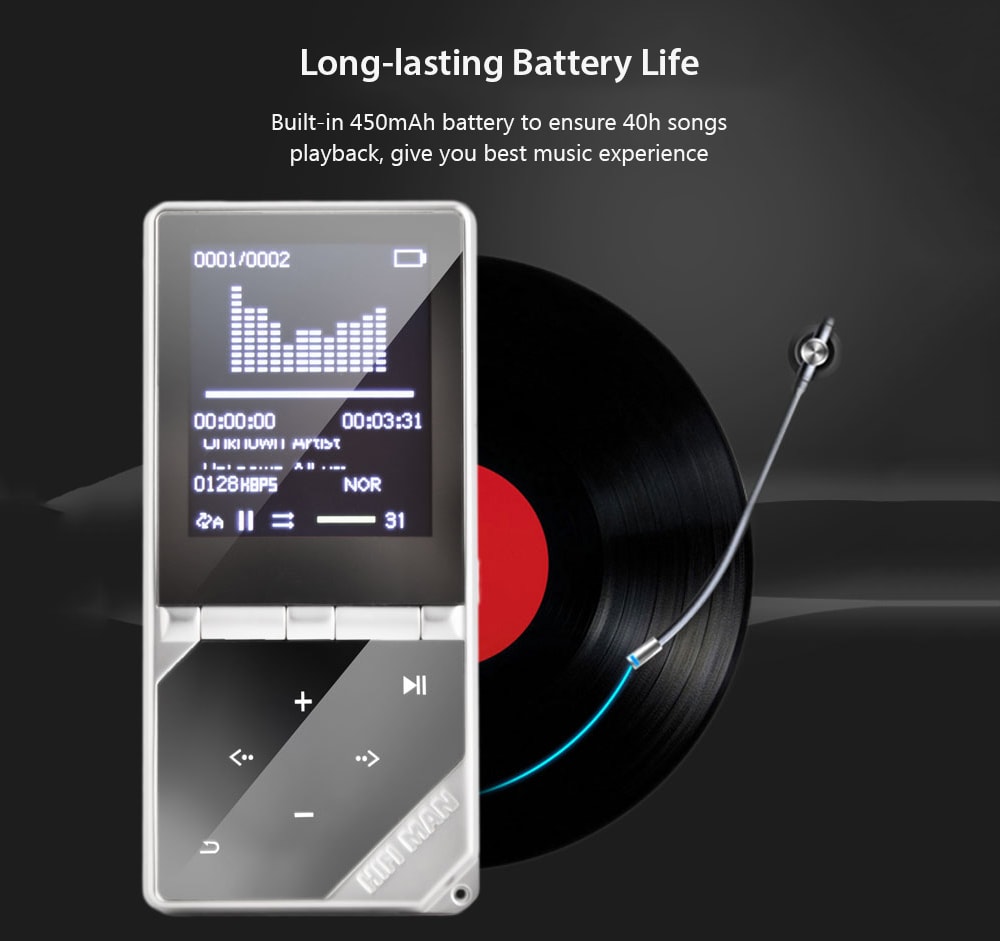 W04 1.77 inch Touch Screen HiFi Lossless Bluetooth MP4 Music Player with Pedometer- Silver 4G W04 1.77 inch Touch Screen HiFi Lossless Bluetooth MP4 Music Player with Pedometer- Silver 4G