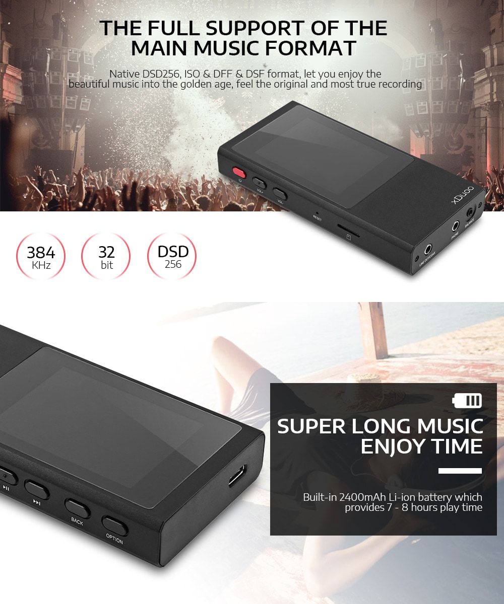 xDuoo X20 Hi-Fi Lossless Audio Music Player MP3 with 2.4 inch Screen 256GB Storage- Black xDuoo X20 Hi-Fi Lossless Audio Music Player MP3 with 2.4 inch Screen 256GB Storage- Black