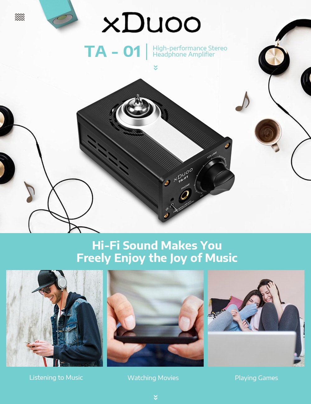 xDuoo TA - 01 Portable Powered Hybrid Tube Audio Headphone Amplifier- Black xDuoo TA - 01 Portable Powered Hybrid Tube Audio Headphone Amplifier- Black