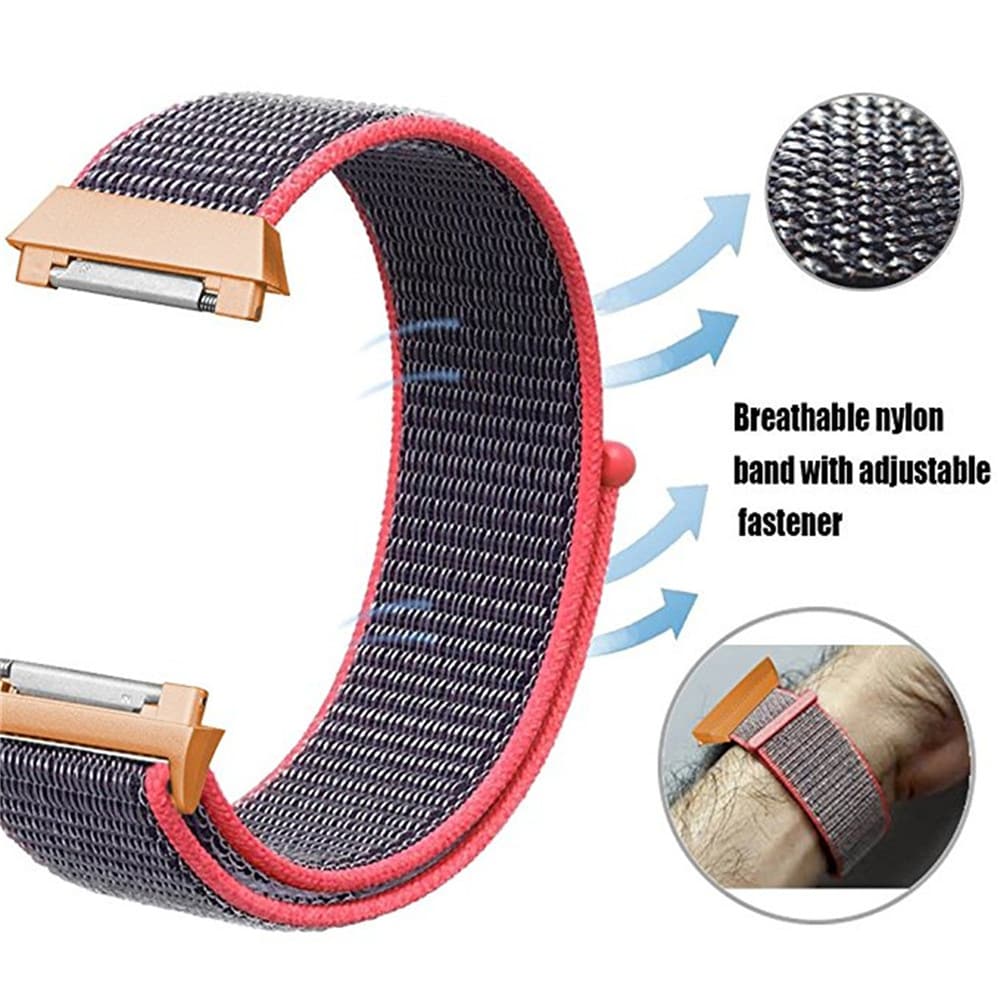 Woven Nylon Sport Loop Band Adapter for Fitbit Ionic- Pink Woven Nylon Sport Loop Band Adapter for Fitbit Ionic- Pink