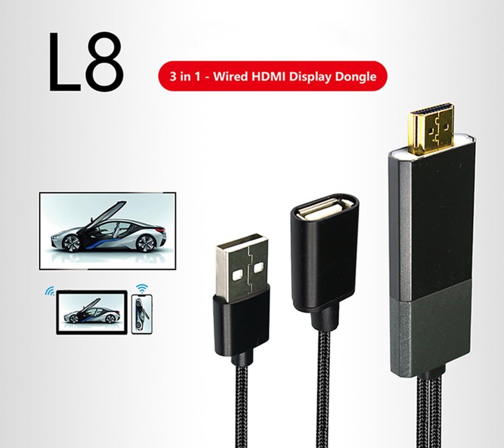WECAST L8 HDMI Wired Display Dongle- Black WECAST L8 HDMI Wired Display Dongle- Black