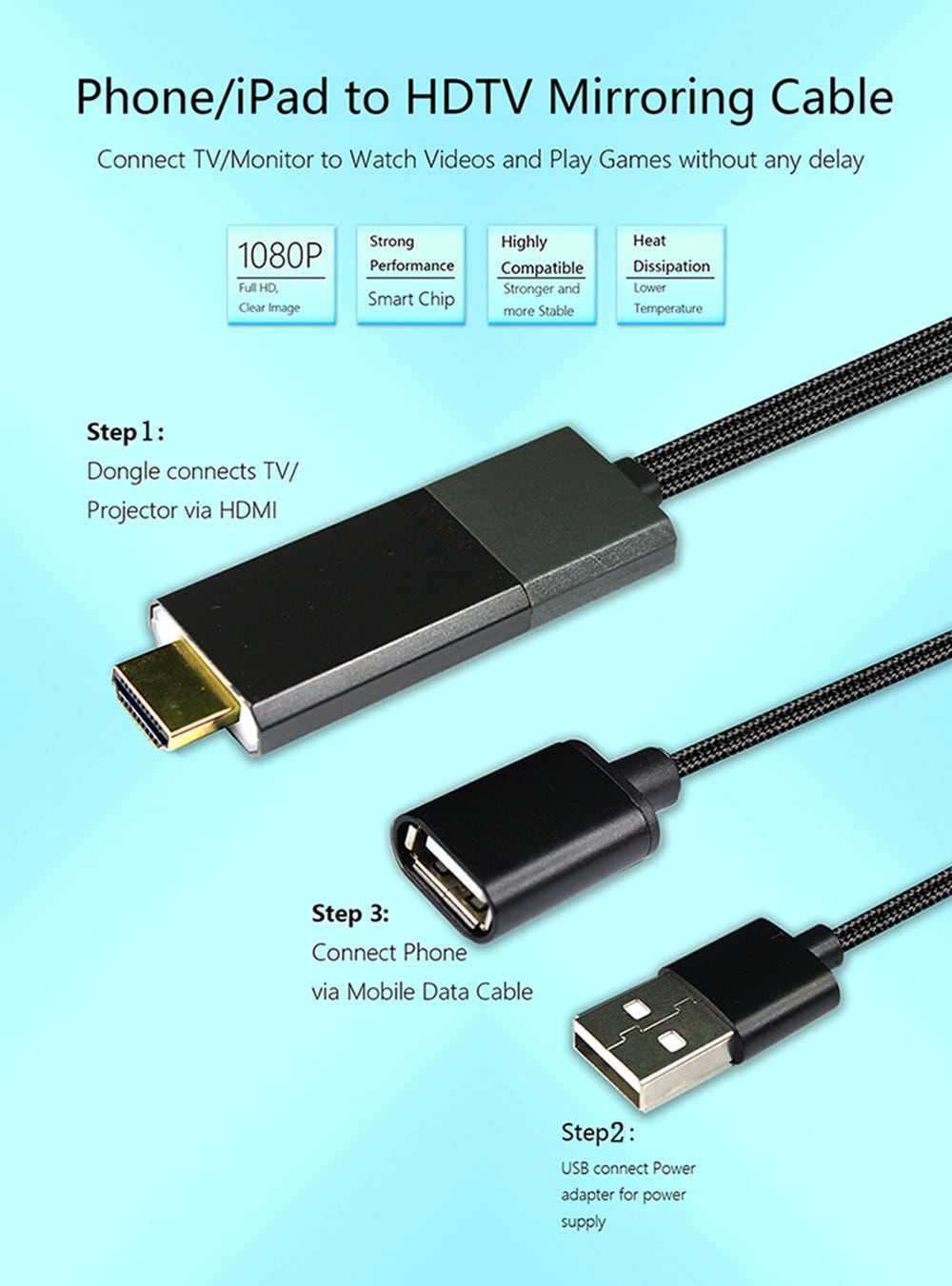 WECAST L8 HDMI Wired Display Dongle- Black WECAST L8 HDMI Wired Display Dongle- Black
