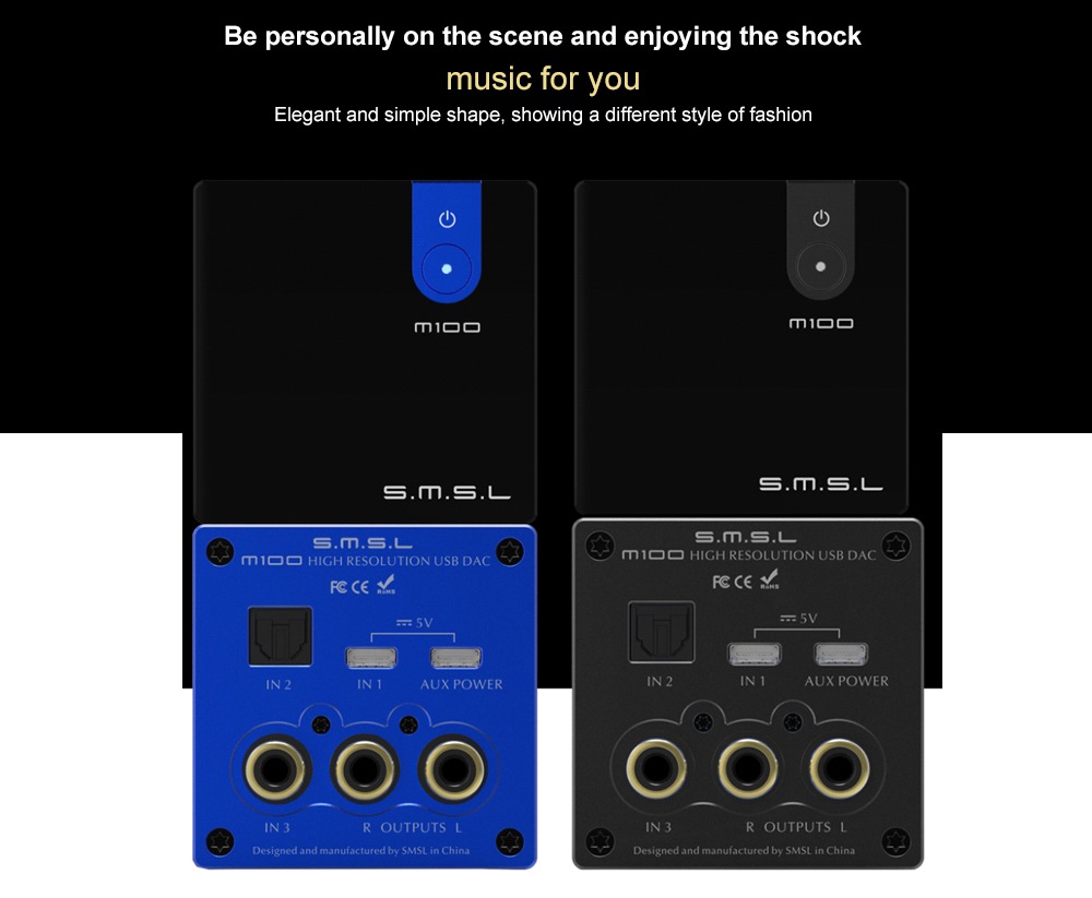 S.M.S.L M100 Audio Decoder Headphone Amplifier- Blueberry Blue S.M.S.L M100 Audio Decoder Headphone Amplifier- Blueberry Blue