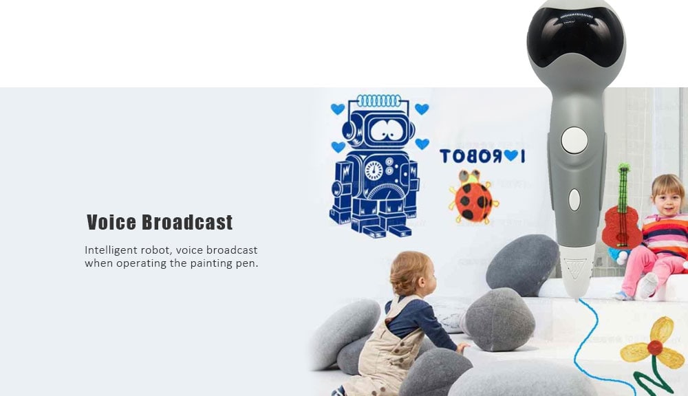 Robot Gray Low Temperature Version 3D Printing Pen USB Interface Comes With Voice Playback Function Children Graffiti Painting Robotpen- Gray UK Plug Robot Gray Low Temperature Version 3D Printing Pen USB Interface Comes With Voice Playback Function Children Graffiti Painting Robotpen- Gray UK Plug