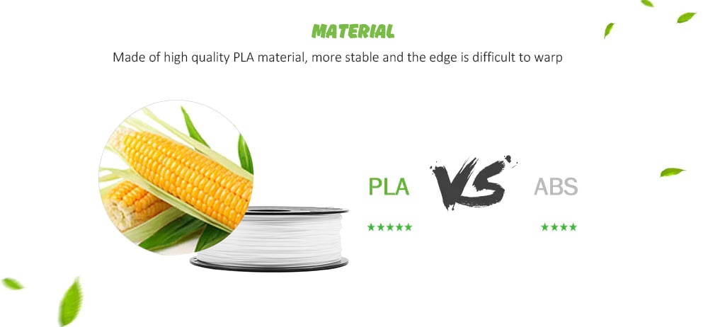 PLA 3D Printer Filament 1 KG Spool 1.75 MM 400M- White Regular PLA 3D Printer Filament 1 KG Spool 1.75 MM 400M- White Regular