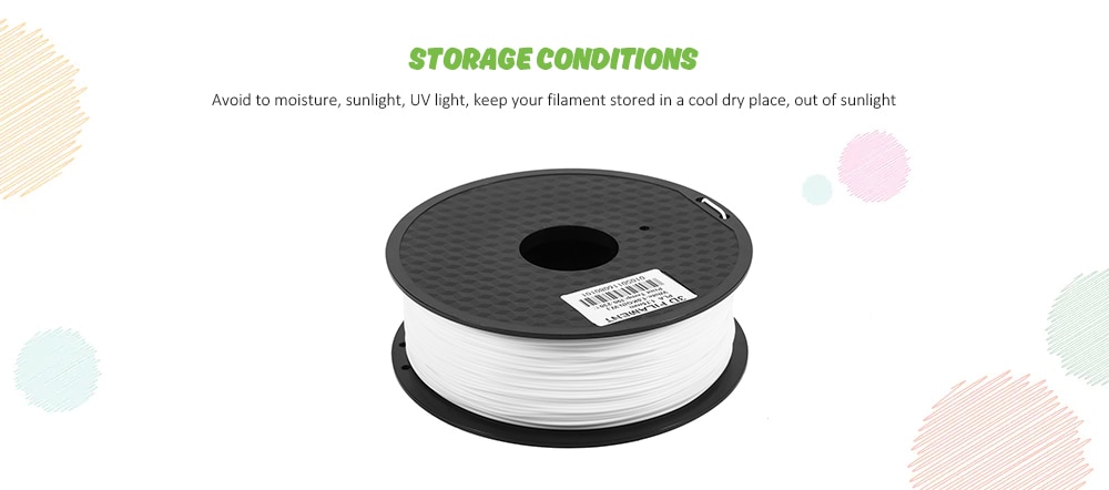 PLA 3D Printer Filament 1 KG Spool 1.75 MM 400M- White Regular PLA 3D Printer Filament 1 KG Spool 1.75 MM 400M- White Regular