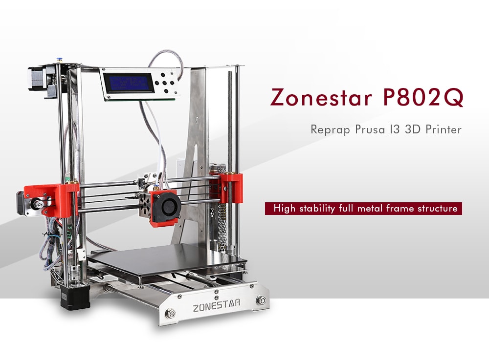 Zonestar P802Q Metal Frame Reprap Prusa I3 DIY 3D Printer Kit- Silver US Plug Zonestar P802Q Metal Frame Reprap Prusa I3 DIY 3D Printer Kit- Silver US Plug
