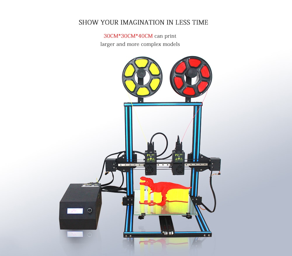 TL - D3 Dual Nozzle 3D Printer 300 x 300 x 400mm- Black US Plug TL - D3 Dual Nozzle 3D Printer 300 x 300 x 400mm- Black US Plug