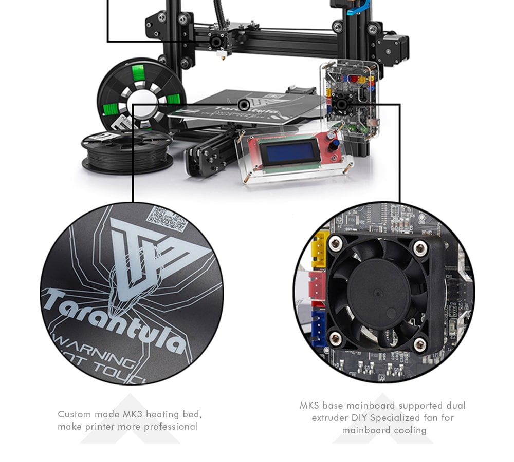 Tevo Tarantula 3D Printer Kit 200 x 200 x 200mm- Black US Plug Tevo Tarantula 3D Printer Kit 200 x 200 x 200mm- Black US Plug
