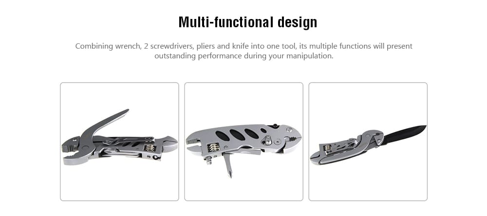 Piranha 5 in 1 Jaw Screwdriver Plier Knife Repair Tools- Silver Gray Piranha 5 in 1 Jaw Screwdriver Plier Knife Repair Tools- Silver Gray