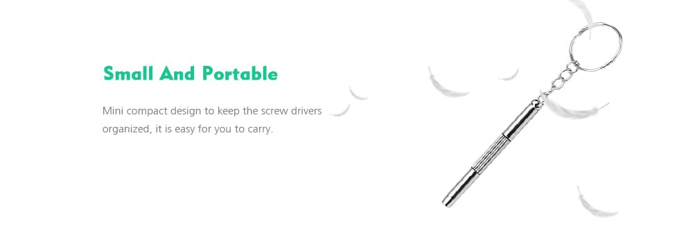 Stainless Steel Three-purpose Mini Screwdriver Eyeglass Repair Tool with Keychain- Silver Stainless Steel Three-purpose Mini Screwdriver Eyeglass Repair Tool with Keychain- Silver