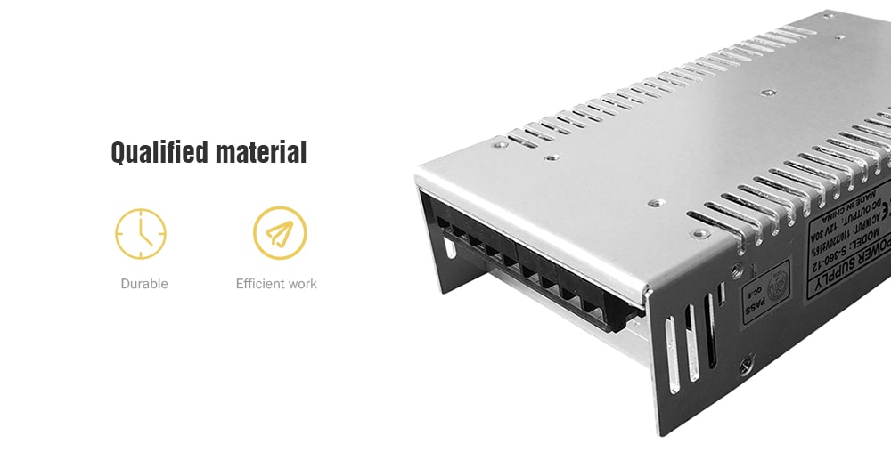 Tronxy 12V 30A Power Supply 360W with Cooling Fan input 110V / 220V- Silver Tronxy 12V 30A Power Supply 360W with Cooling Fan input 110V / 220V- Silver