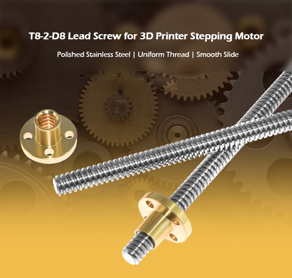 T8 - 2 - D8 300mm Lead Screw 3D Printer Accessories- Golden T8 - 2 - D8 300mm Lead Screw 3D Printer Accessories- Golden