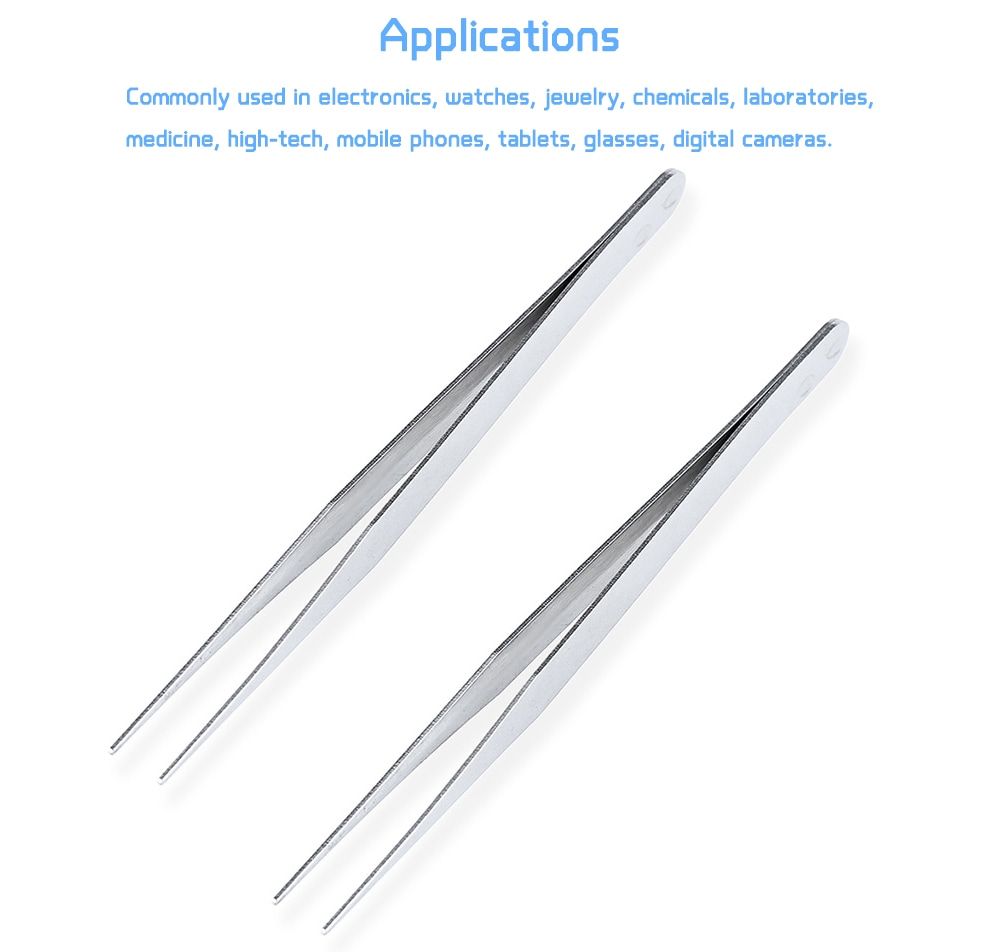 Tip Pointed Stainless Steel Tweezers 2PCS- Silver Tip Pointed Stainless Steel Tweezers 2PCS- Silver