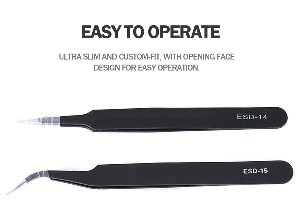 Pointed Elbow High Elastic Precision Stainless Steel Tweezers 2pcs - Black Pointed Elbow High Elastic Precision Stainless Steel Tweezers 2pcs - Black