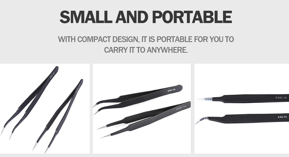 Pointed Elbow High Elastic Precision Stainless Steel Tweezers 2pcs - Black Pointed Elbow High Elastic Precision Stainless Steel Tweezers 2pcs - Black