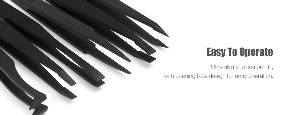 Plastic Precision Antistatic Tweezers Mobile Phone Repairing Tools 6pcs - Black Plastic Precision Antistatic Tweezers Mobile Phone Repairing Tools 6pcs - Black