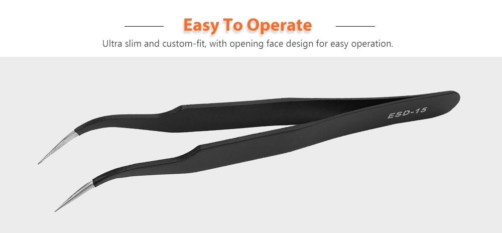 Stainless Steel Anti-static Tweezer 7pcs / Set- Black Stainless Steel Anti-static Tweezer 7pcs / Set- Black