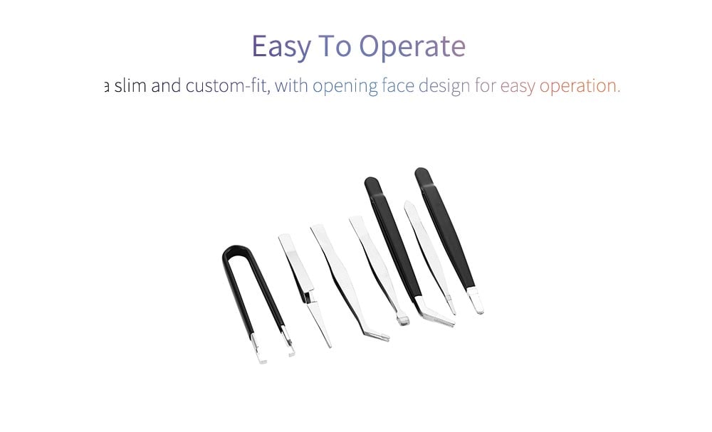 Steel + PVC Static-free Tweezer 7PCS- Silver Steel + PVC Static-free Tweezer 7PCS- Silver