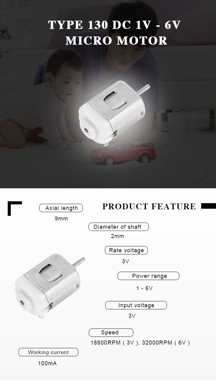 Type 130 DC 1V - 6V Micro Motor for Car Model Toy- Silver Type 130 DC 1V - 6V Micro Motor for Car Model Toy- Silver