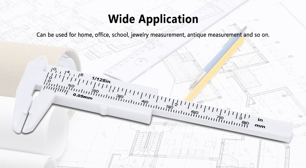 Mini Plastic Vernier Caliper 80mm / 3 inch- White Mini Plastic Vernier Caliper 80mm / 3 inch- White