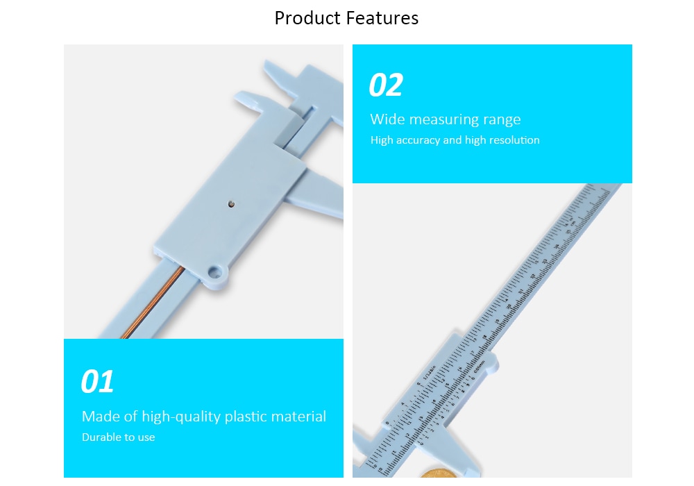 Plastic Vernier Caliper Measurement Tool- Lake Blue Plastic Vernier Caliper Measurement Tool- Lake Blue