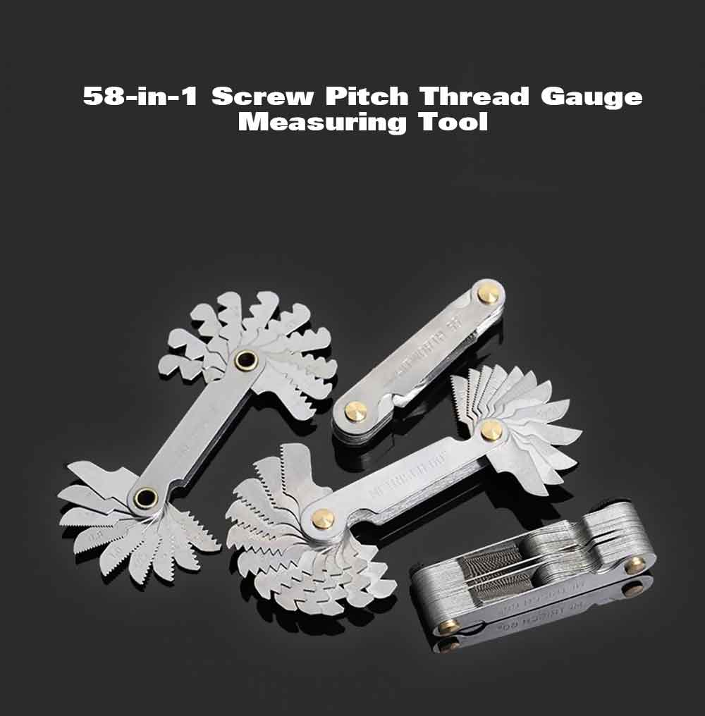 58 in 1 Screw Pitch Thread Gauge Measuring Tool - Platinum 58 in 1 Screw Pitch Thread Gauge Measuring Tool - Platinum
