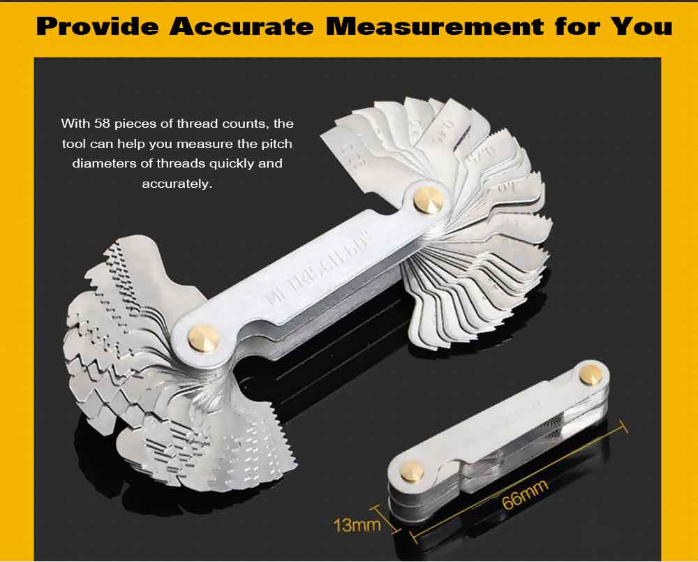58 in 1 Screw Pitch Thread Gauge Measuring Tool - Platinum 58 in 1 Screw Pitch Thread Gauge Measuring Tool - Platinum