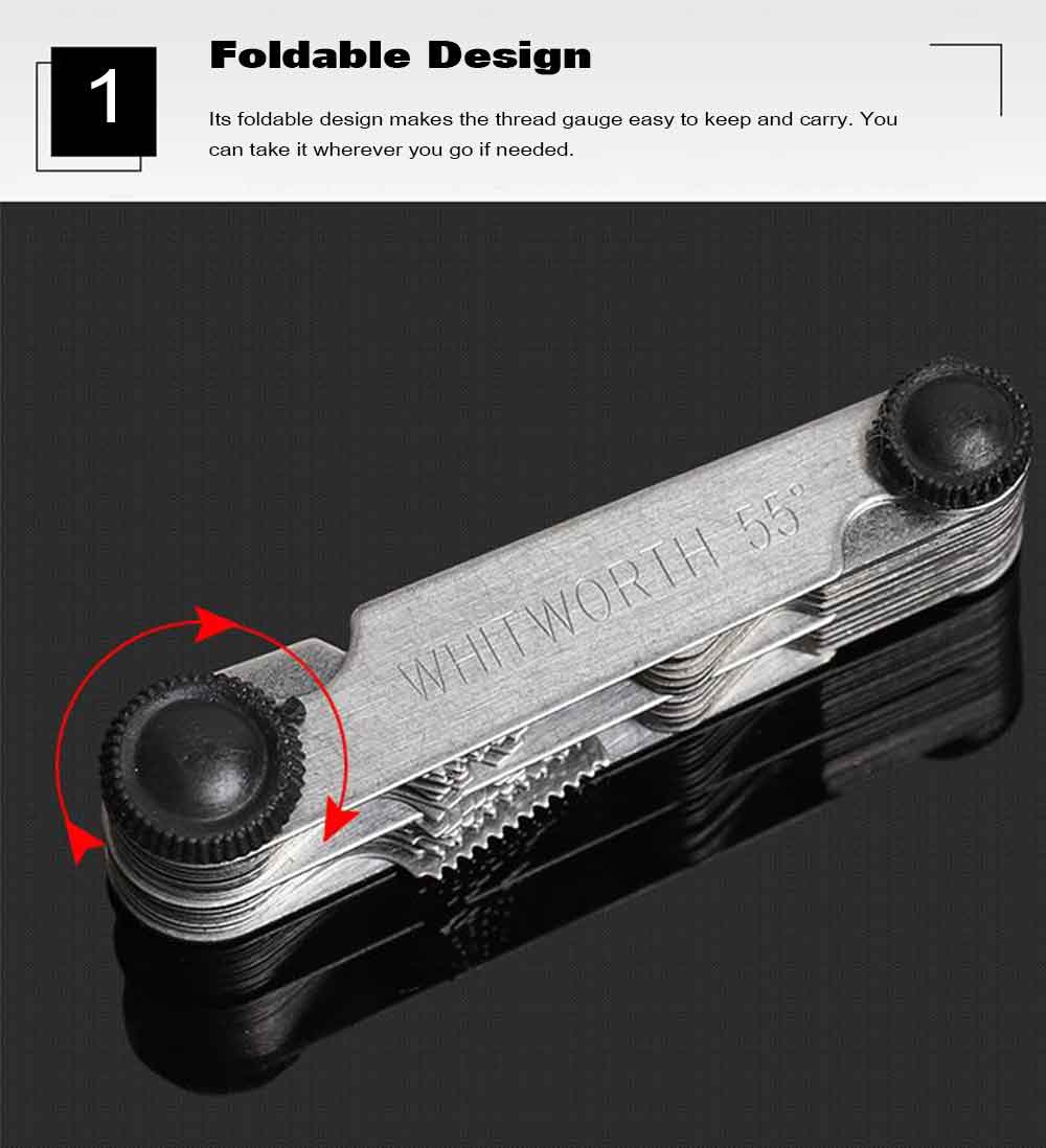 58 in 1 Screw Pitch Thread Gauge Measuring Tool - Platinum 58 in 1 Screw Pitch Thread Gauge Measuring Tool - Platinum
