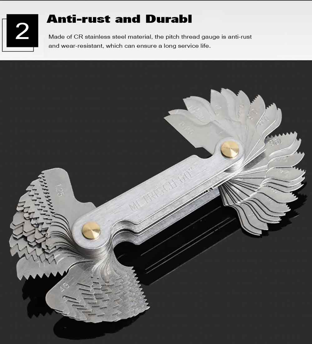 58 in 1 Screw Pitch Thread Gauge Measuring Tool - Platinum 58 in 1 Screw Pitch Thread Gauge Measuring Tool - Platinum