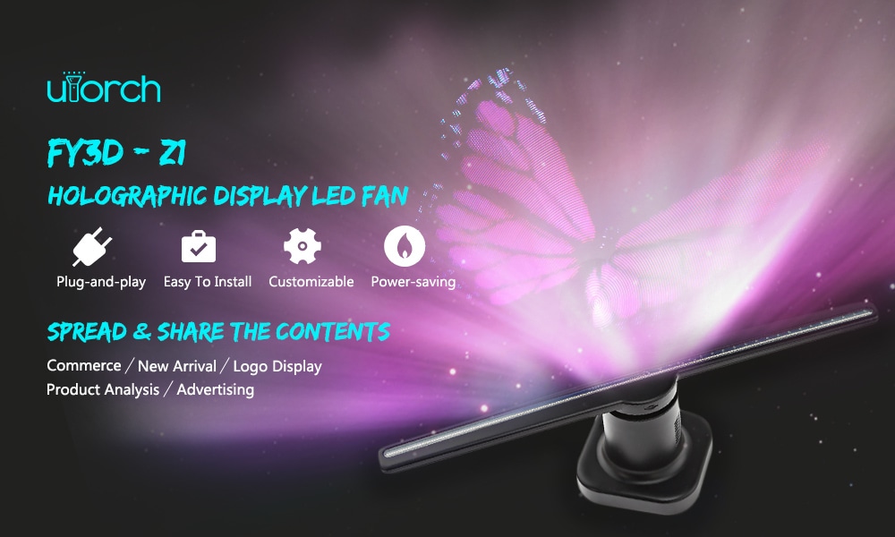 Utorch FY3D - Z1 Holographic Display LED Fan Advertising Machine Creates Illusion of 3D Hologram Graphic AC 100 - 240V- Black US Plug Utorch FY3D - Z1 Holographic Display LED Fan Advertising Machine Creates Illusion of 3D Hologram Graphic AC 100 - 240V- Black US Plug