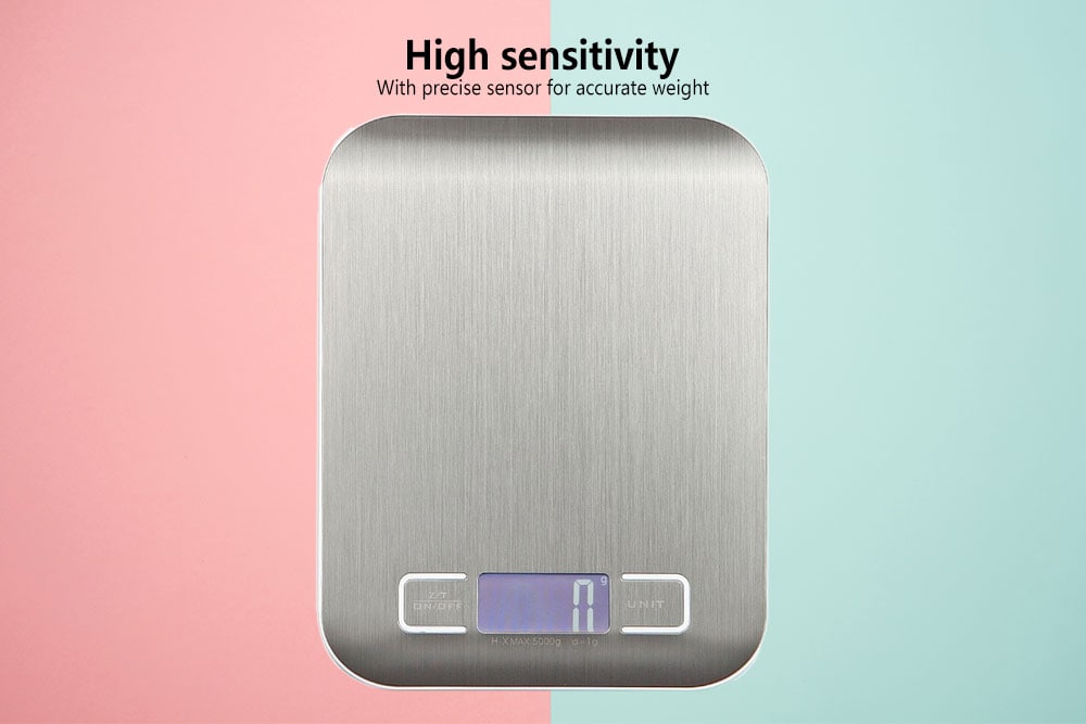 Portable Mini Electronic Digital Scale with LCD Screen for Kitchen Use- Silver 1g-5kg Portable Mini Electronic Digital Scale with LCD Screen for Kitchen Use- Silver 1g-5kg