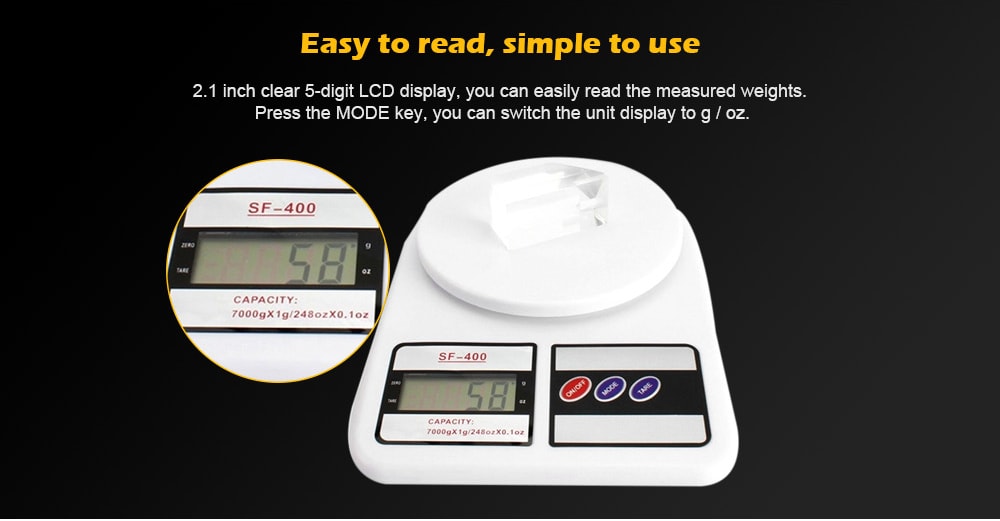 7kg / 1g Precise Kitchen Scale- White 7kg / 1g Precise Kitchen Scale- White
