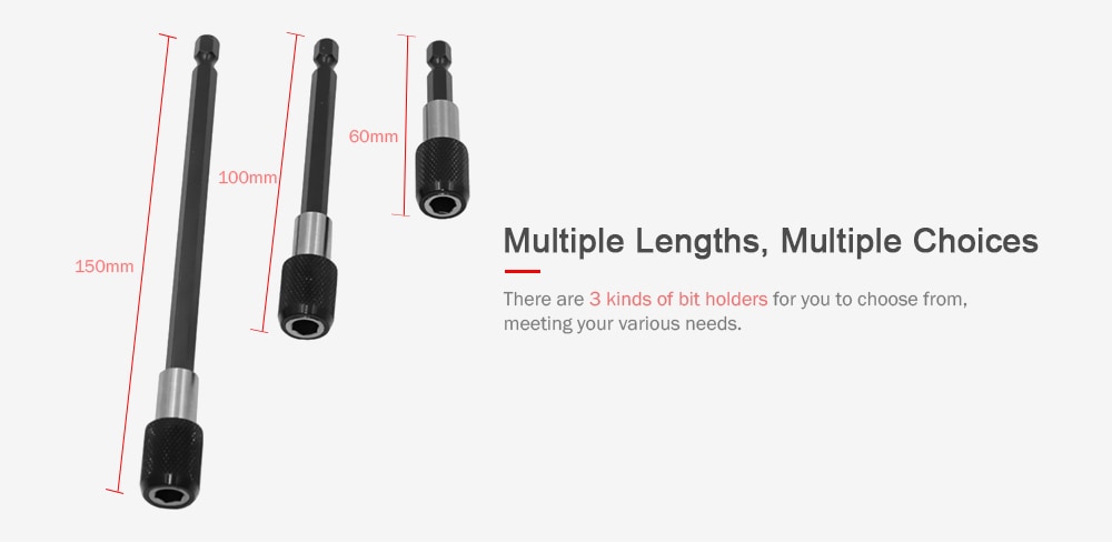 Magnetic Extension Chuck Adapter Quick Release Screwdriver Drill Bit Holder 3PCS- Black Magnetic Extension Chuck Adapter Quick Release Screwdriver Drill Bit Holder 3PCS- Black