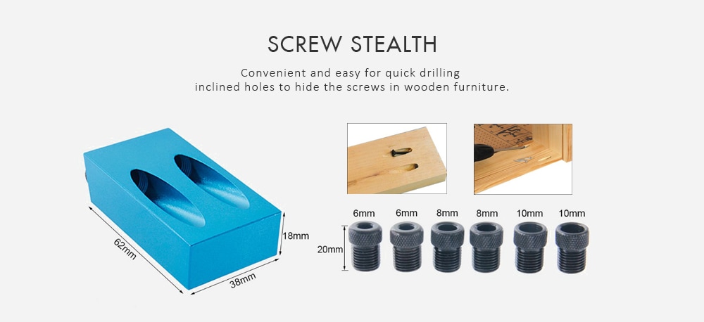 Woodworking Pocket Hole Jig Kit DIY Angle Drill Guider- Blue Woodworking Pocket Hole Jig Kit DIY Angle Drill Guider- Blue