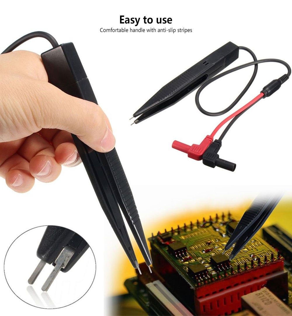 SMT SMD Chip Resistance Test Clip Lead Probe Multimeter Meter Tweezer Capacitor- Black SMT SMD Chip Resistance Test Clip Lead Probe Multimeter Meter Tweezer Capacitor- Black