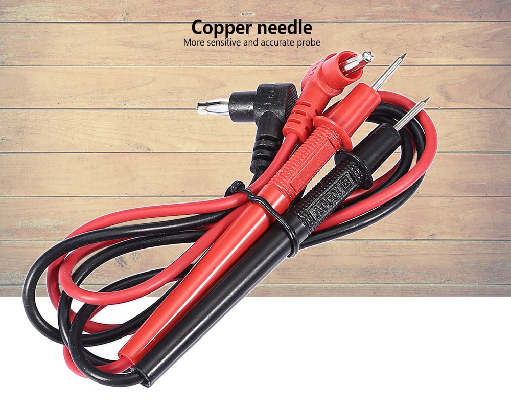 Precise Universal Pair of Multimeter Lead Probe Test Pen Cable with Copper Needle - Black and red Precise Universal Pair of Multimeter Lead Probe Test Pen Cable with Copper Needle - Black and red