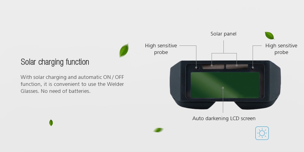 Anti-ultraviolet Solar Powered Auto Darkening Welding Glasses Eye Protection Equipment- Black Anti-ultraviolet Solar Powered Auto Darkening Welding Glasses Eye Protection Equipment- Black