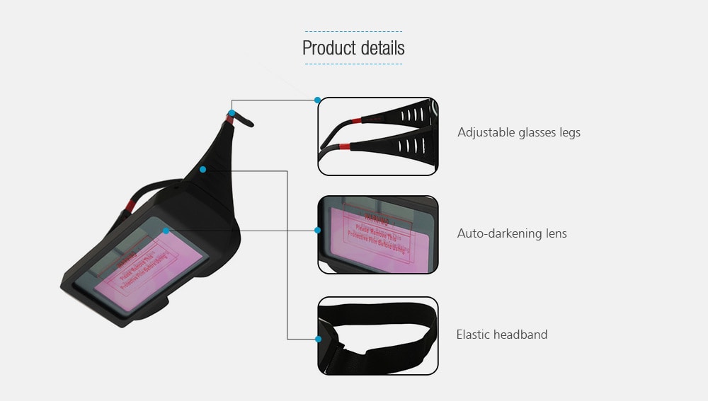 Anti-ultraviolet Solar Powered Auto Darkening Welding Glasses Eye Protection Equipment- Black Anti-ultraviolet Solar Powered Auto Darkening Welding Glasses Eye Protection Equipment- Black